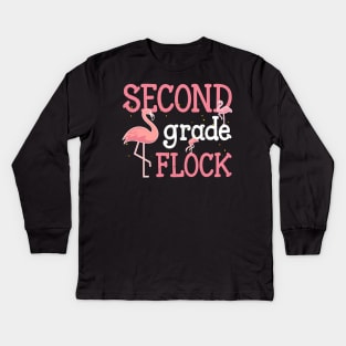 Flamingo 2nd Second Grade Back To School Kids Long Sleeve T-Shirt